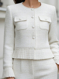 Tweed Jacket With Pleated Hem Detail