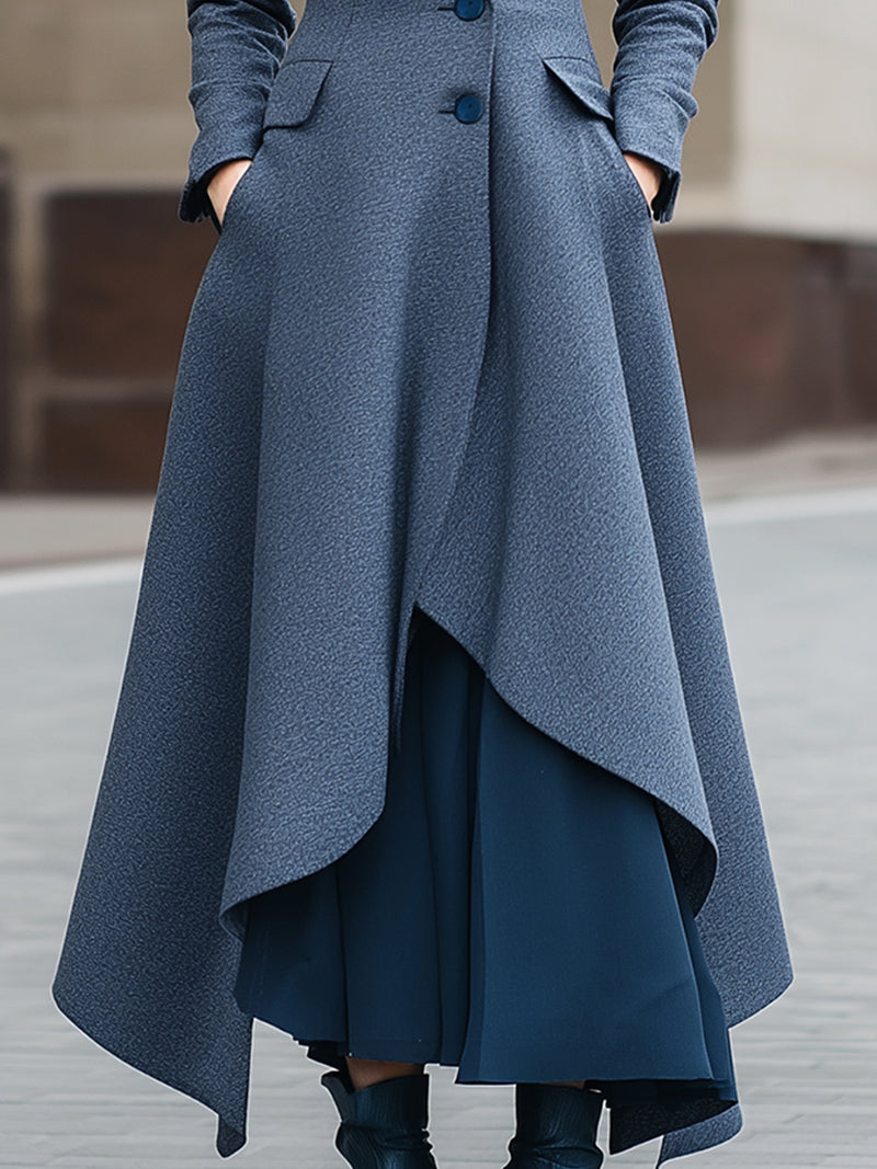 Asymmetrical Hem Tailored Maxi Coat