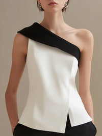 One-Shoulder Top With Black Contrast Trim