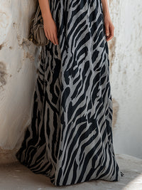 Abstract Print Short Sleeve Maxi Dress