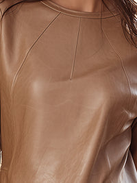 Tan Leather Peplum Top