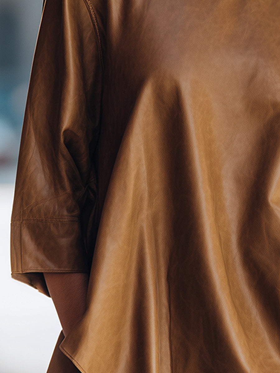 Tan Leather Oversized Top
