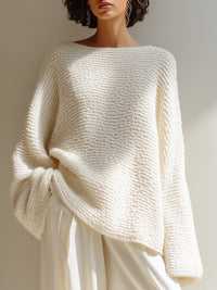 Textured Oversized Knit Pullover