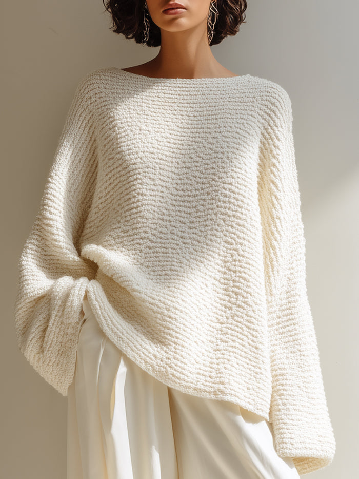 Textured Oversized Knit Pullover