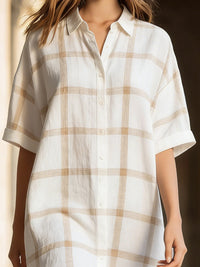 Relaxed Plaid Short-Sleeve Shirt Dress