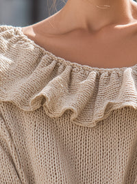 Casual Off-Shoulder Knit Sweater With Ruffle Detail