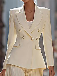 Double-Breasted Structured Blazer & Pleated Maxi Skirt Set