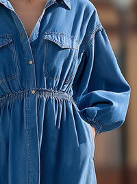 Denim Utility Midi Shirt Dress