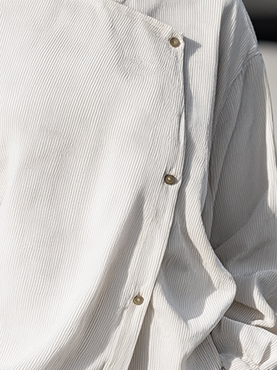 Casual Buttoned Collar Shirt In Cream White