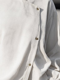 Casual Buttoned Collar Shirt In Cream White