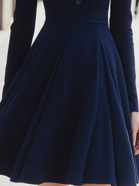 Navy Tailored Fit-and-Flare Blazer Dress