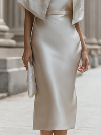 Elegant Draped Capelet Sheath Dress