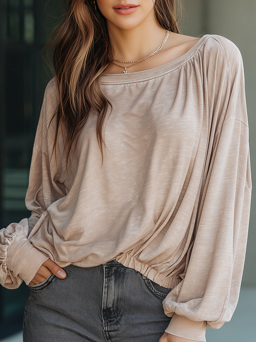 Soft Relaxed Dolman Top With Elasticated Hem