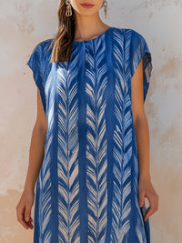 Short Sleeve Printed Midi Dress