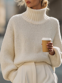 Oversized Cream Turtleneck Sweater