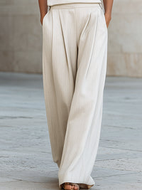 Sleeveless Cotton And Linen Top And Wide-Leg Pants Two-Piece Set