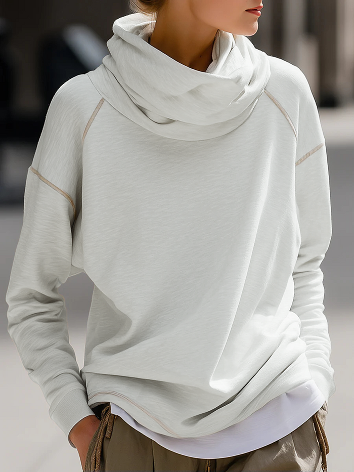 Cozy Draped Cowl-Neck Pullover